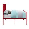 Industrial Style Metal Full Size Bed with Straight Leg Support, Red