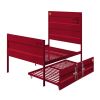 Industrial Style Metal Full Size Bed with Straight Leg Support, Red