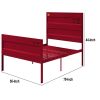 Industrial Style Metal Full Size Bed with Straight Leg Support, Red