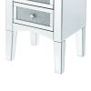 Wooden Night Table with 2 Spacious Drawers and Tapered Legs, Silver