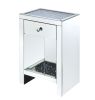 Mirrored Wooden Night Table with 1 Drawer and Bottom Shelf, Silver