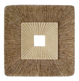 Square Sandstone Wall Decor with Ribbed Details