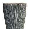 Hand Made Conical Ribbed Flower Vase Sandstone Planter, White