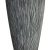 Hand Made Conical Ribbed Flower Vase Sandstone Planter, White