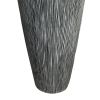 Hand Made Conical Ribbed Flower Vase Sandstone Planter, White