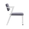 Metal Chair with Fabric Upholstery and Straight Legs, Gray and White