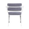 Metal Chair with Fabric Upholstery and Straight Legs, Gray and White