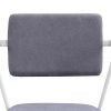 Metal Chair with Fabric Upholstery and Straight Legs, Gray and White