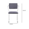 Metal Chair with Fabric Upholstery and Straight Legs, Gray and White