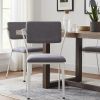 Metal Chair with Fabric Upholstery and Straight Legs, Gray and White