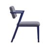 Fabric Upholstered Metal Base Chair with Flared Armrest, Blue and  Gray