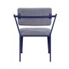 Fabric Upholstered Metal Base Chair with Flared Armrest, Blue and  Gray