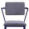 Fabric Upholstered Metal Base Chair with Flared Armrest, Blue and  Gray