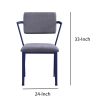 Fabric Upholstered Metal Base Chair with Flared Armrest, Blue and  Gray