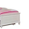 Wooden Twin Size Bed with Camelback Design Headboard and Turned Legs, White