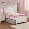 Wooden Twin Size Bed with Camelback Design Headboard and Turned Legs, White