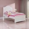 Traditional Style Full Bed with Button Tufted Camelback Headboard, White