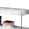 Wood and Glass TV Stand with Two Drawers, White