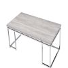 Coffee Table with Rectangular Tabletop and Metal Legs, Silver and Brown