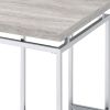 Coffee Table with Rectangular Tabletop and Metal Legs, Silver and Brown