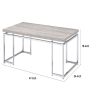 Coffee Table with Rectangular Tabletop and Metal Legs, Silver and Brown