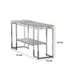 Sofa Table with Rectangular Tabletop and Open Bottom Shelf, Silver and Brown