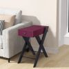 Wooden Frame Side Table with X Shaped Legs and 1 Drawer, Purple and Black