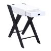 Wooden Frame Side Table with X Shaped Legs and 1 Drawer, White and Black