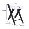 Wooden Frame Side Table with X Shaped Legs and 1 Drawer, White and Black
