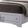 Panel Design Eastern King Bed with Silver Accents and Bracket Feet, White