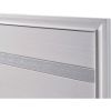 Panel Design Eastern King Bed with Silver Accents and Bracket Feet, White