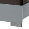 Wooden Eastern King Bed with Leatherette Headboard, White and Black