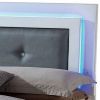 Wooden Eastern King Bed with Leatherette Headboard, White and Black