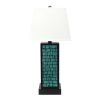 Rectangular Metal Frame Table Lamp Set of 2 with Brick Pattern