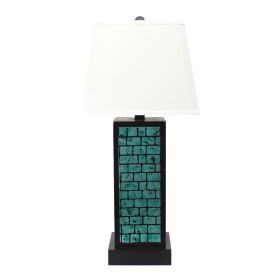 Rectangular Metal Frame Table Lamp Set of 2 with Brick Pattern