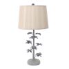 Flower Tree Design Metal Table Lamp Set of 2 with Tapered Drum Shade