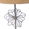 Metal Table Lamp Set of 2 with Flower Accent and Block Base