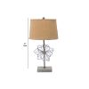 Metal Table Lamp Set of 2 with Flower Accent and Block Base
