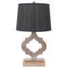 Wooden Table Lamp Set of 2 with Quatrefoil Design Base