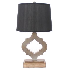 Wooden Table Lamp Set of 2 with Quatrefoil Design Base