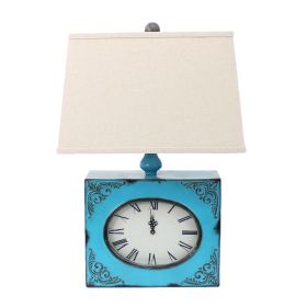 Clock Design Metal Table Lamp Set of 2 with Tapered Shade