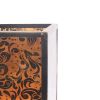 Cuboidal Metal and Glass Filigree Candleholder, Black and Clear