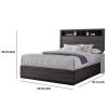 Transitional Wooden Queen Size Platform Bed with Bookcase Headboard, Gray