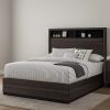 Transitional Wooden Queen Size Platform Bed with Bookcase Headboard, Gray