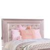 Button Tufted Full Size Bed with Leatherette Headboard, Rose Gold