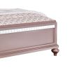 Button Tufted Full Size Bed with Leatherette Headboard, Rose Gold