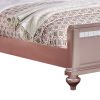 Button Tufted Full Size Bed with Leatherette Headboard, Rose Gold