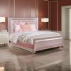 Button Tufted Full Size Bed with Leatherette Headboard, Rose Gold