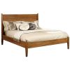Wooden California King Size Bed with Panel Headboard, Oak Brown