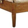 Wooden California King Size Bed with Panel Headboard, Oak Brown